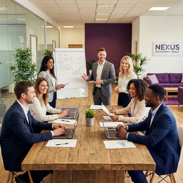 CrewStack team collaborating in modern office